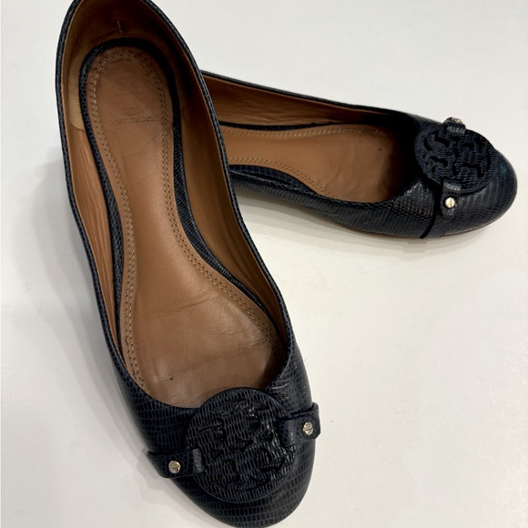 Tory Burch Mini Miller Lizard Leather Ballet Flats - Picture 8 of 16